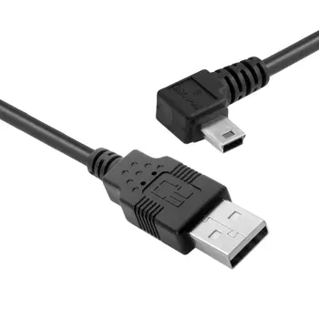 

10pcs/lot Mini USB B Type 5pin Male Left Angled 90 Degree to USB 2.0 Male Data Cable 5 Meters with EMI Ferrite Core
