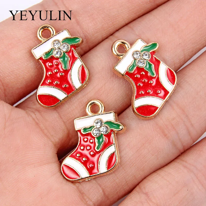 

10 Pcs Christmas Socks Gift Ornaments Alloy Pendant For Home Decoration Festive Party Supplies Christmas Party Dress