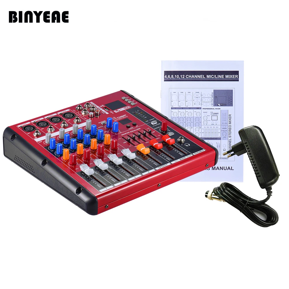4 Channel Mini Table de Mixage Mixer USB Bluetooth Control XLR/6.3 MM Plug-in DJ Sound SMR401