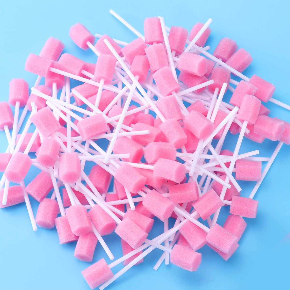 

100pcs/Pack Disposable Oral Care Sponge Swab Tooth Cleaning Mouth Swabs hisopos bucales oral care sponges (Pink)
