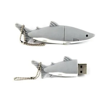 

8GB Shark Shaped USB 2.0 Flash Device Pen Device U Memory Thumb Key Device, Gray and white