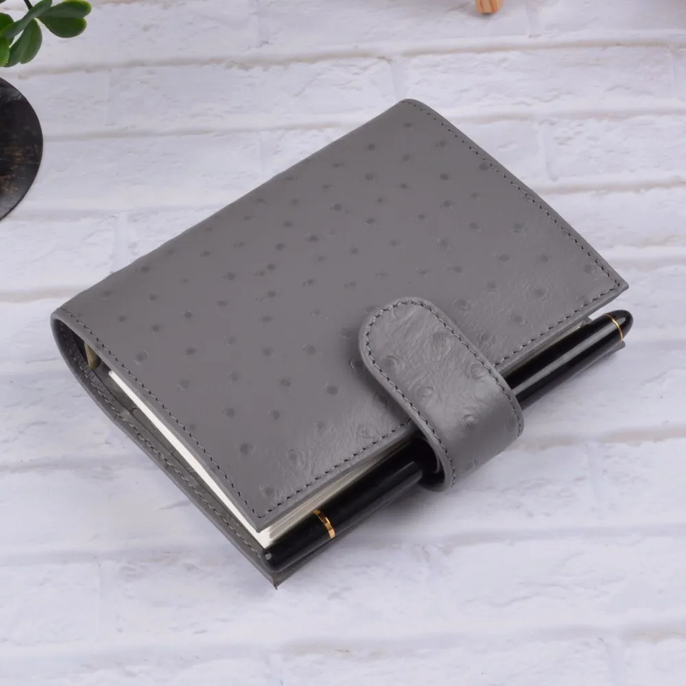 

100% Genuine Leather Planner A7 Size Loose Leaf Rings Notebook Mini Agenda Organizer Cowhide Diary Journal Sketchbook Big Pocket