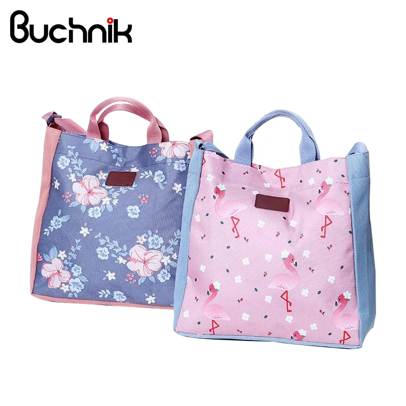 

Cartoon Printing Flower Shoulder Bag Large Capacity Women Casual Portable Folding Hand Totes Storage Accessories Products