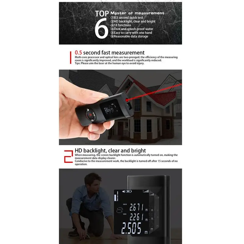 Дальномер 40 м ультра мини USB зарядка Карманный дальномер Высокая точность