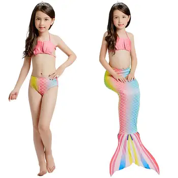 

3 Pcs/set Children Bikini Mermaid Tail For Girl Swimming Costume Cosplay Kids Beach Swimsuit Bathing Suit Mermaid Swimwear