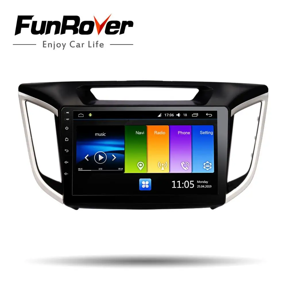 Clearance FUNROVER android 9.0 2.5D+IPS car radio multimedia player For Hyundai Creta ix25 2015- 2018 dvd gps navigation navi stereo DSP 2