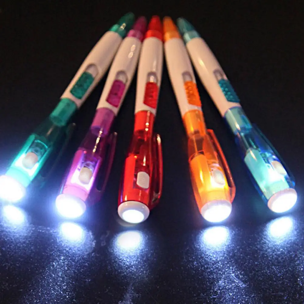 

Fashion 2Pcs Creative Multifunctional School Office Supply Ballpoint Pen With LED Light