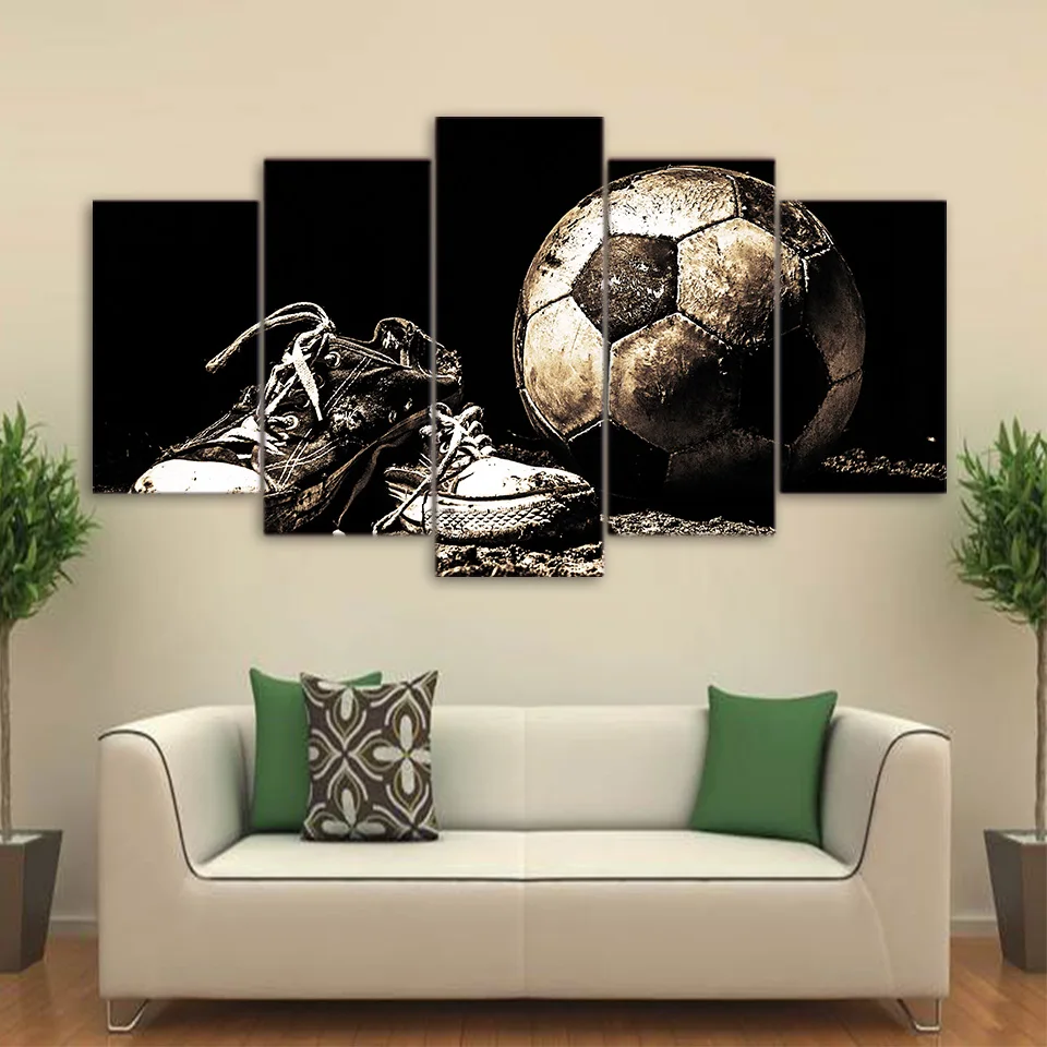 

HD Printed Pictures Frame Canvas Wall Art For Living Room 5 Pieces Shabby Sports Soccer Shoes Home Decoration Paintings Posters