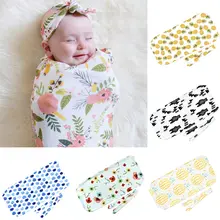 Для новорожденных пеленки с цветами для завёртывания для пеленания спальный мешок повязка на голову
