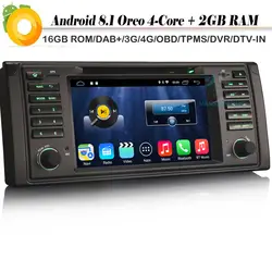 Стерео Android 8,1 для BMW 5 серии E39 E53 X5 M5 Sat Nav GPS Bluetooth Wi-Fi 4G + OBD DVD SWC