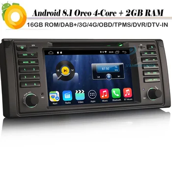 

Car stereo Android 8.1 for BMW 5 Series E39 E53 X5 M5 Sat Nav GPS Bluetooth WIFI 4G+OBD DVD SWC