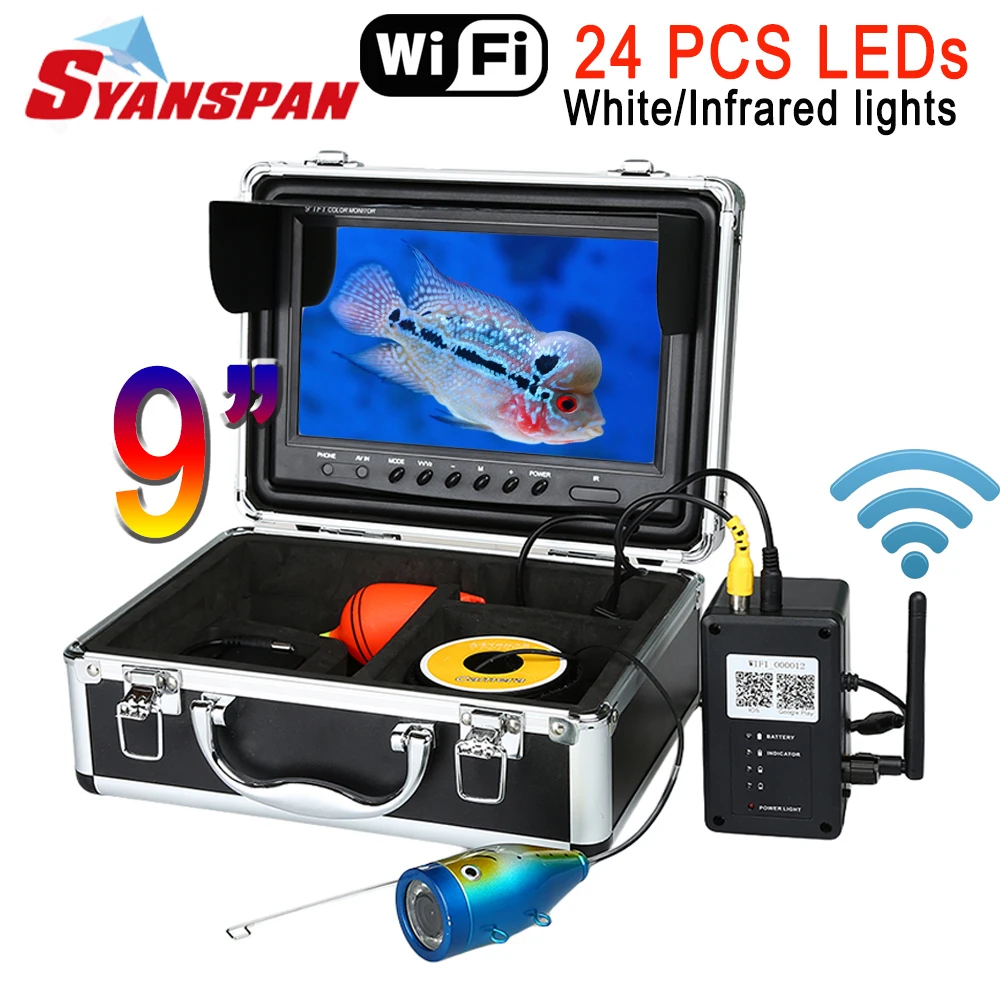 Рыболокатор SYANSPAN 9 ''с Wi Fi видеокамера записывающая серия IP68 HD 1000TVL подводная