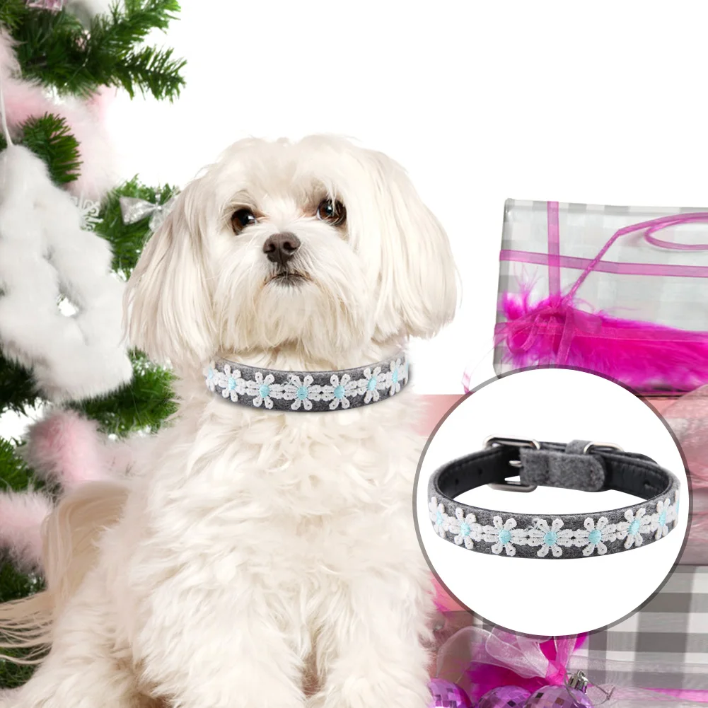 

New 3 Colors 1.5X35cm Adjustable Cloth Collar Pet Dog Collar Neck PU Leather Dog Bow Tie Blue Embroidered Dog Collar