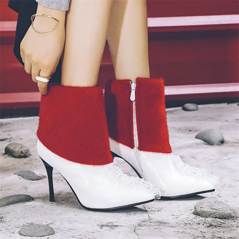 Bombas Delgado Black1 De Toe Mujeres Punta Botas Fur Nieve white1 Casuales black2 Calientes Partido 2018 Alto Zapatos Invierno Tacón Faux gray2 qpwTxvIBq