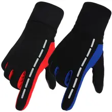 Для мужчин женщин открытый защитный Проводящий ткань перчатки зимние мягкие Ветрозащитный Полный Палец светоотражающие полосы толст
