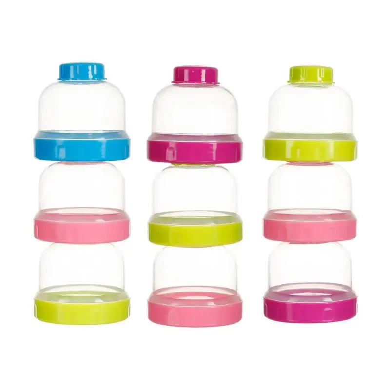 

3 Layers Portable Baby Feeding Bottle Milk Powder Food Storage Grid Box