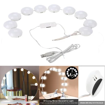 

Makeup Mirror Vanity 10 LED Light Bulbs Kit USB Charging Port Cosmetic Lighted Make up Mirrors Bulb Dressing Mirror Light
