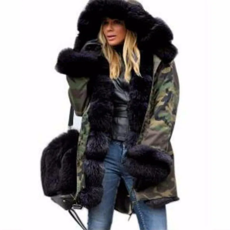 Plus Size S-5XL Winter Jacket Coat 2018 New Fashion Women Hooded Overcoat Faux Fur Cotton Fleece Female Parkas Hoodies Long Coat