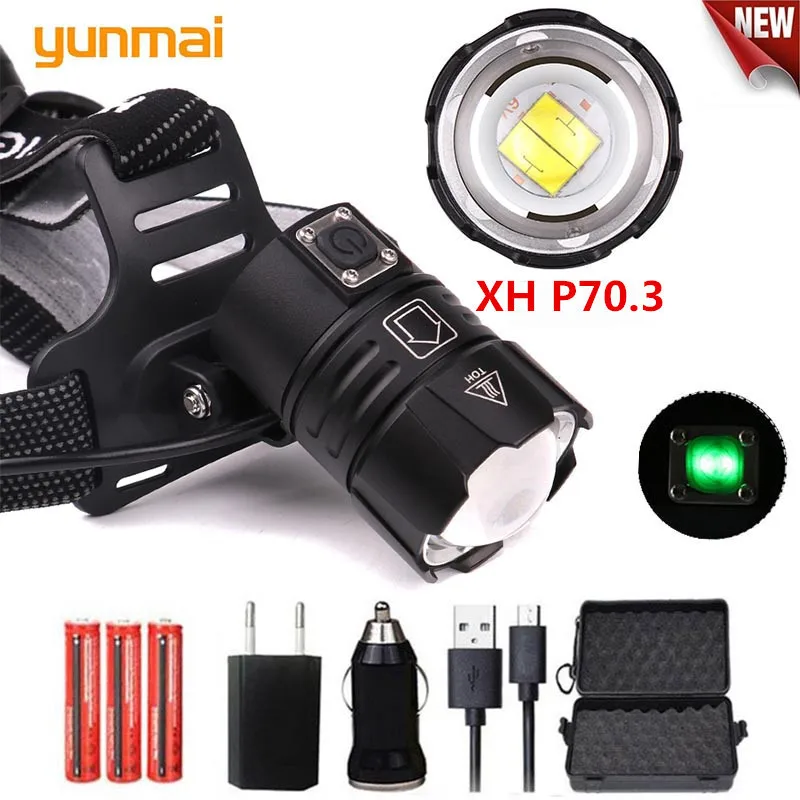 Новый XHP70.2/50 LED 30 Вт зум светодиодный налобный фонарь 5000lm лучший яркий Мощный
