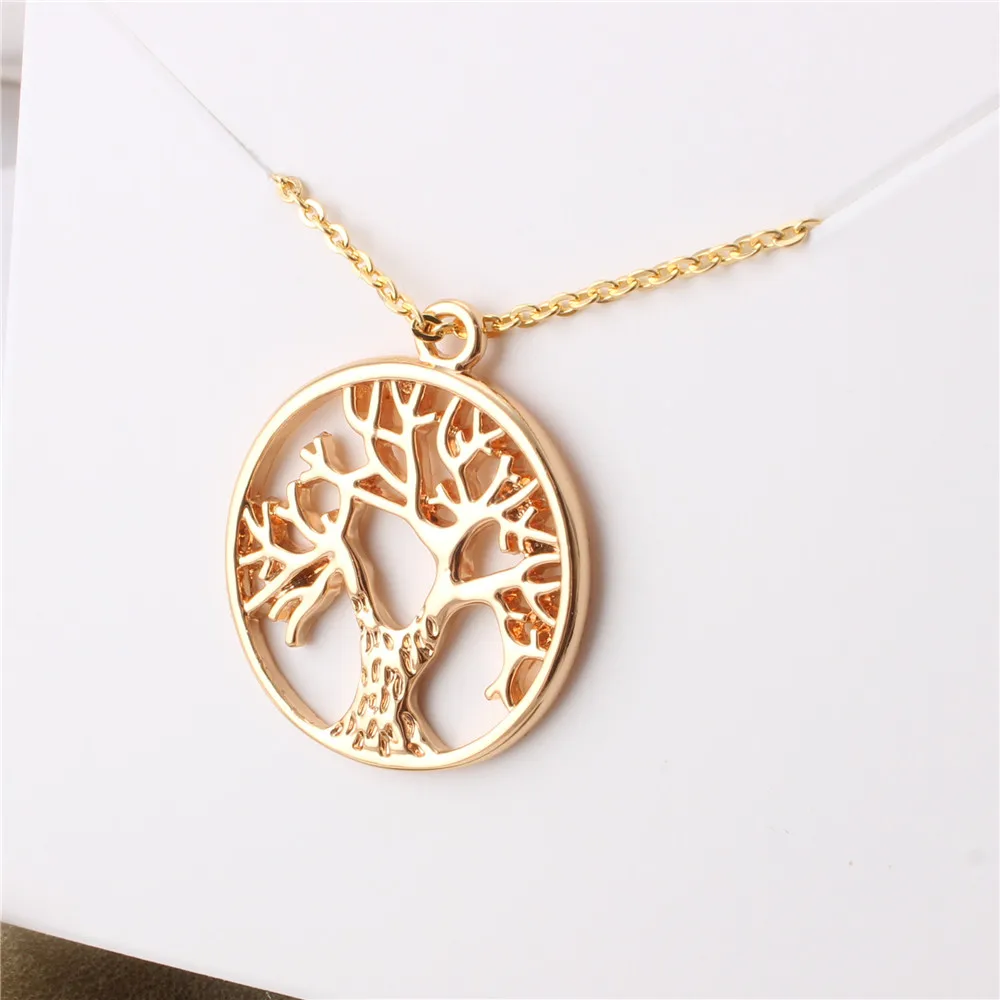 

Fashion Stainless Steel Chain Necklace Copper Life Tree Pendant Gold/silver Plated Gifts for Women Men