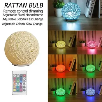 

Colorful USB Night Light Romantic Rattan Ball Lamp Home Bedroom Decoration 7 Color Moon Lamp Desk Lamp Gift
