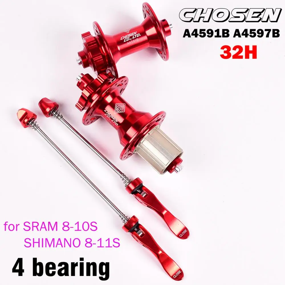 

CHOSEN front rear hub 32 holes bicycle hubs quick release 4 bearings 3 pawls 30 clicks MTB mountain bike 8 9 10 11speed 135*10MM