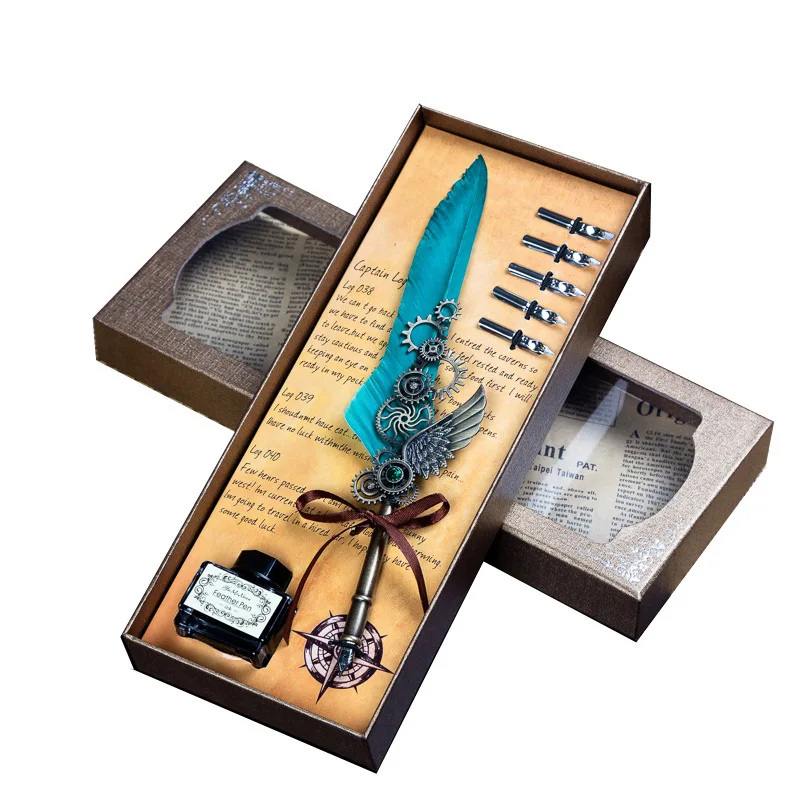 Mechanics Punk Style Feather Pen Dip Pen Quill pen Gift Box Birthday Gift Mechanics Punk Style Feather Pen Dip Pen Quill pen Gift Box Birthday Gift