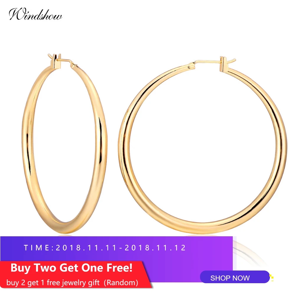 

Yellow or Rose Gold Color Round Loop Big Large Circle Creole Hoop Earrings For Women Girls Fashion Jewelry Pendientes Aros Gift