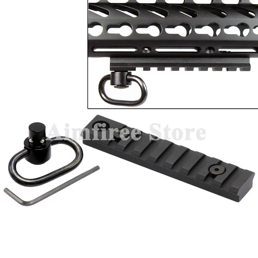 

Tactical KeyMod Picatinny Weaver Rail Sections 8 Slots Mount Base with QD Sling Swivel Adapter For Hunting