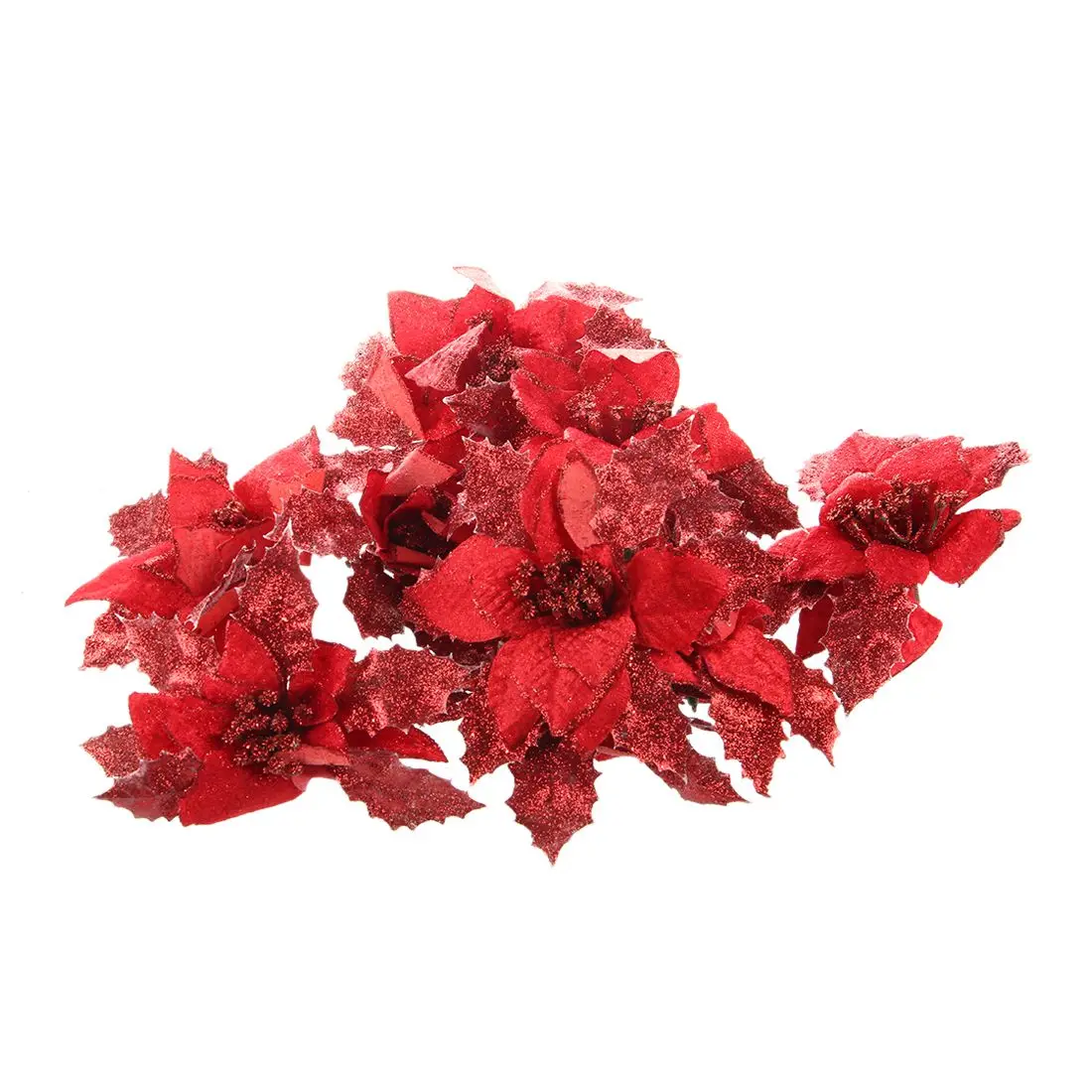 

10Pcs/lot 17cm Exquisite Artificial Christmas Flowers XMAS Tree Wreaths Decor Ornament(Red)