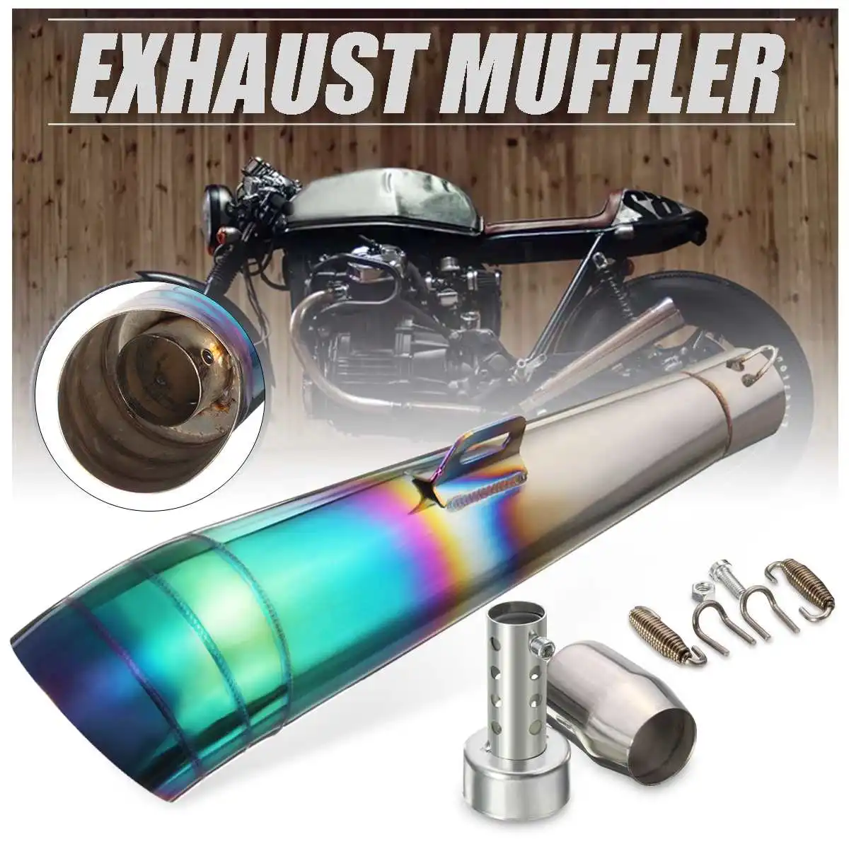 

For Street Bike for Dirt Bike for Honda for Yamaha 51mm Blue Motorcycle Scooter Stainless Steel Exhaust Muffler Pipe Tip Slip