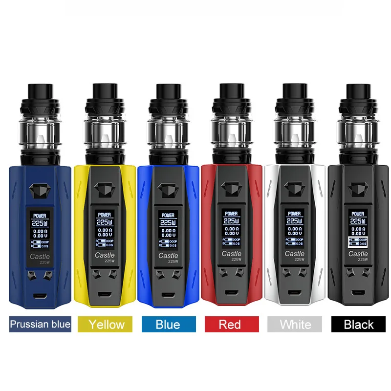 ATVS Castle 225W E Cigarette Vape Mod Kit TC Bypass Box Mod 0.96 OLED Screen No Dual 18650 Battery 5ml SR-11 Mini Tank Mesh Coil ATVS Castle 225W E Cigarette Vape Mod Kit TC Bypass Box Mod 0.96 OLED Screen No Dual 18650 Battery 5ml SR-11 Mini Tank Mesh Coil
