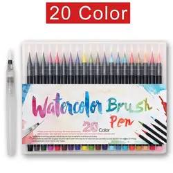 20 Цвет живопись мягкая ручка комплект акварельные маркеры ручки премиум эффект лучше для Цвет ing книги манга комиксов каллиграфия
