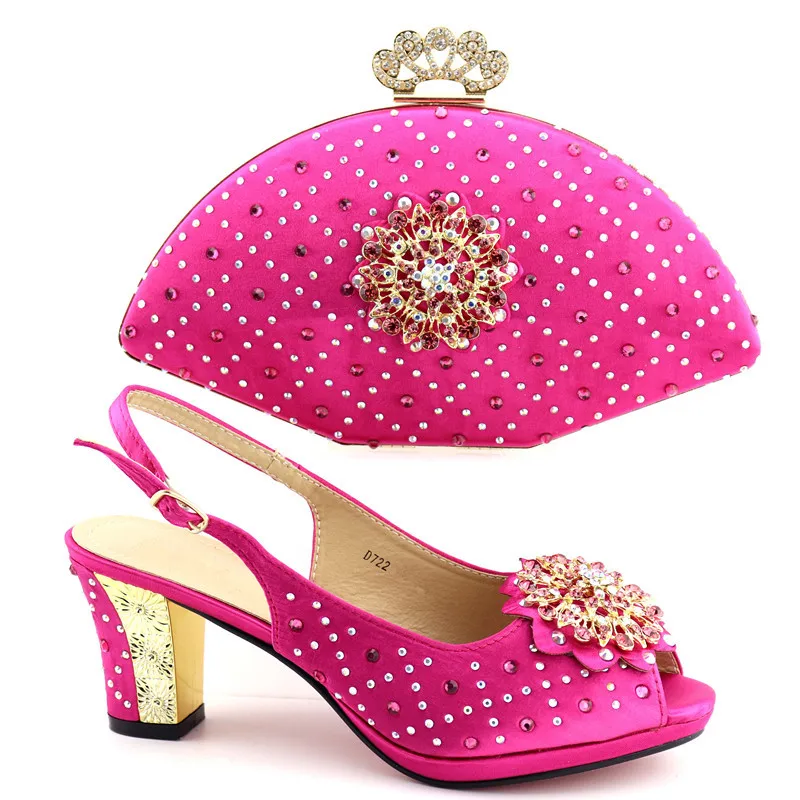 

Fashion Elgent Fuchsia High Heels Shoes And Bag Set New Italian Style High Heels Shoes And Bag Set For Wedding Party TX-722