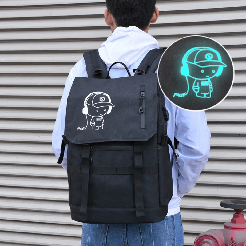 

Men Illuminated Backpacks USB 15.6 Inch Laptop Backpack Oxford Large Capacity Casual Travel Packsack Student School Bag mochila
