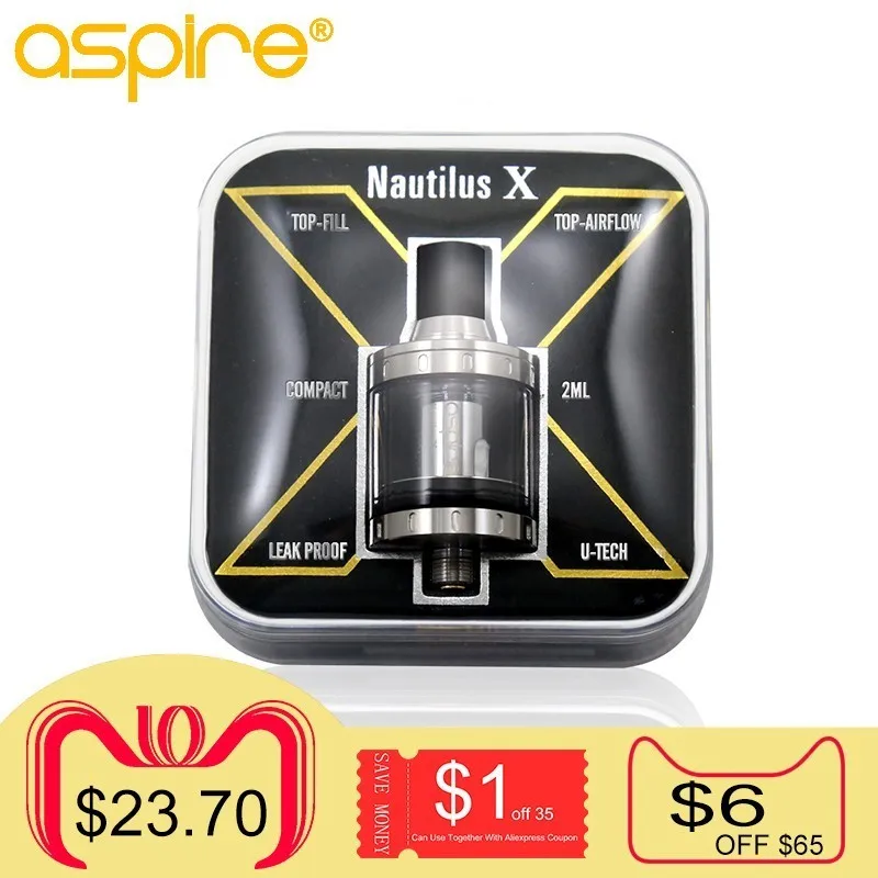 Electronic Cigarette Vaporizer Aspire Nautilus X 510 Thread 2ML Capacity Vape Atomizer MTL Tank Use 1.5 1.8ohm Replaceable Coils Electronic Cigarette Vaporizer Aspire Nautilus X 510 Thread 2ML Capacity Vape Atomizer MTL Tank Use 1.5 1.8ohm Replaceable Coils