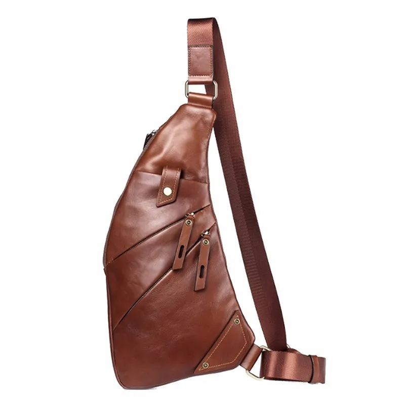 Genuine Leather Sling Bag Back Pack Men Crossbody Shoulder Messenger