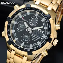 BOAMIGO Man Watches 2018 Brand Luxury Military Watch Men Sports Watches Chronograph Gold Digital Quartz Men's Wristwatch Clock BOAMIGO Man Watches 2018 Brand Luxury Military Watch Men Sports Watches Chronograph Gold Digital Quartz Men's Wristwatch Clock