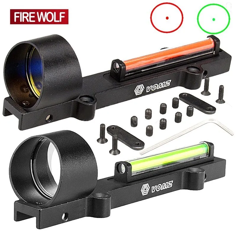 Red/Green Fiber Red Dot Sight 1x28 Collimator Sight Fit Shotguns Rib