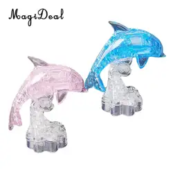 2 комплекта хрустальные рыбки дельфин головоломки для детей Детская обучающая игрушка в разобранном виде комплект, синий + розовый