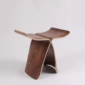Nasida Northern Europe Wooden ottoman Shoes stool Sori Yanagi Style Butterfly Stool Originality household Multi Color Low stool