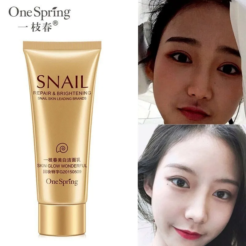 

OneSpring Snail Whitening Skin Facial Cleanser Moisturizing Shrink Pores Oil Controls Pore Cleaning Dirts Women Face Care,60g