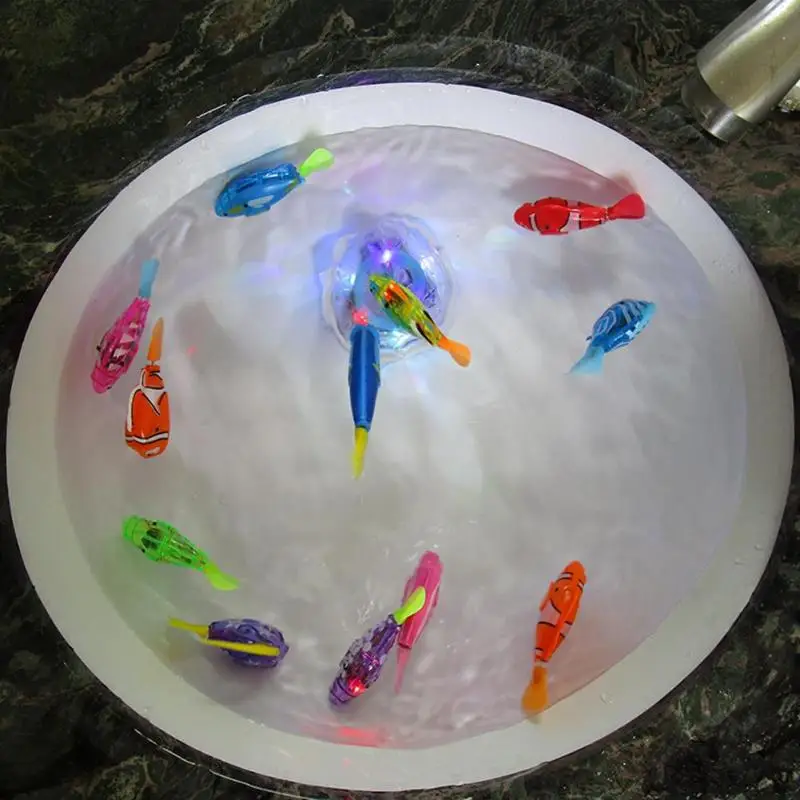 

2019 New Bath Toys Robot Sensor Diving Fish Luminous Electric Swimming Fish Toy for Baby Bathing Shower Children Kids Xmas Gift