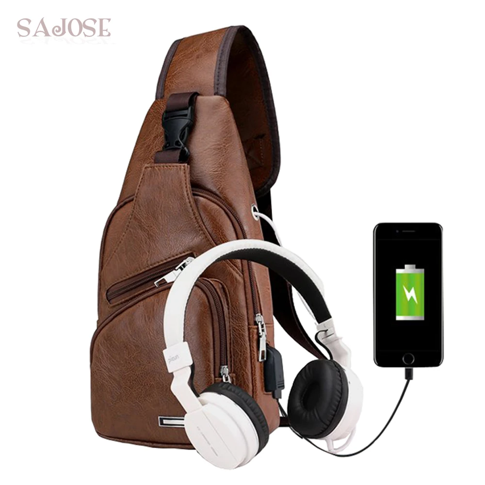 

Men's Crossbody Bags Men's USB Charging Chest Bag Designer Messenger bag Leather Shoulder Bags Diagonal Package Back Pack Travel