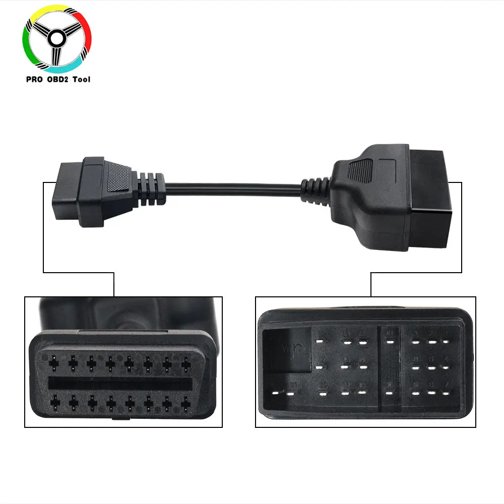 В наличии для Toyota 22Pin к OBD2 16Pin разъем адаптера OBDII 16 контактного ремонтного шнура