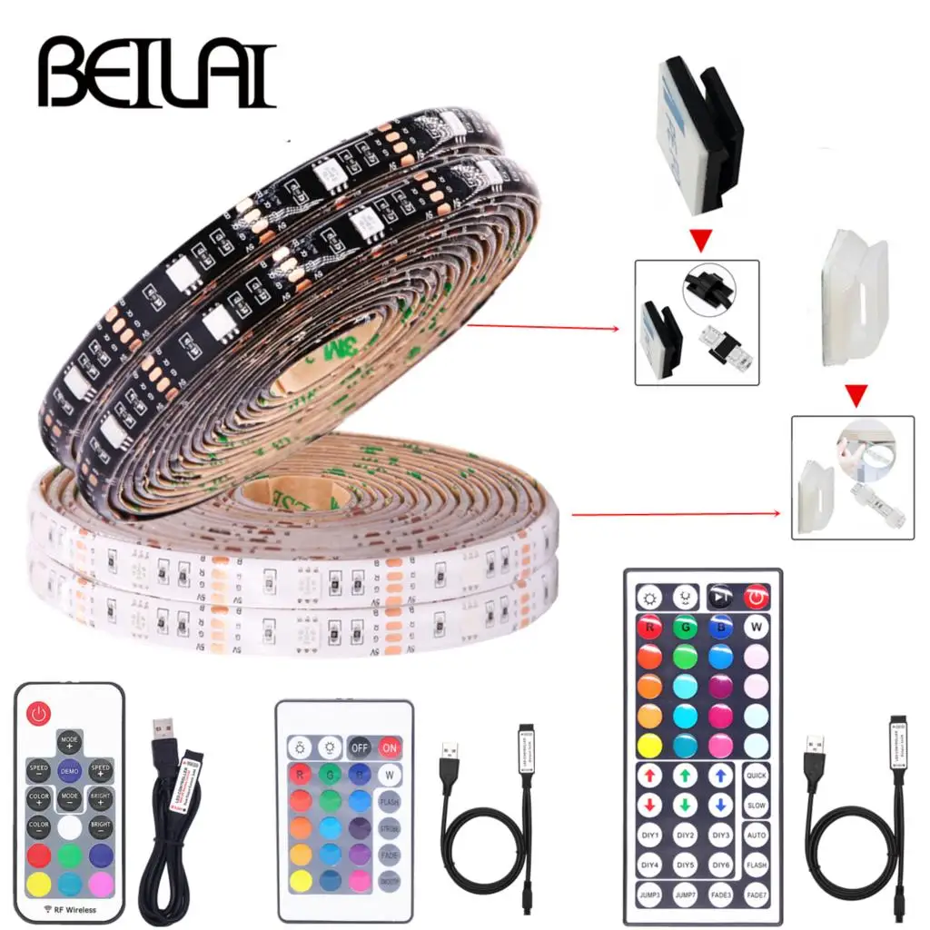 USB Powered DC 5V LED Strip light 5050 RGB Waterproof LED Lamp 0.5M 1M 2M 3M 4M 5M TV Background