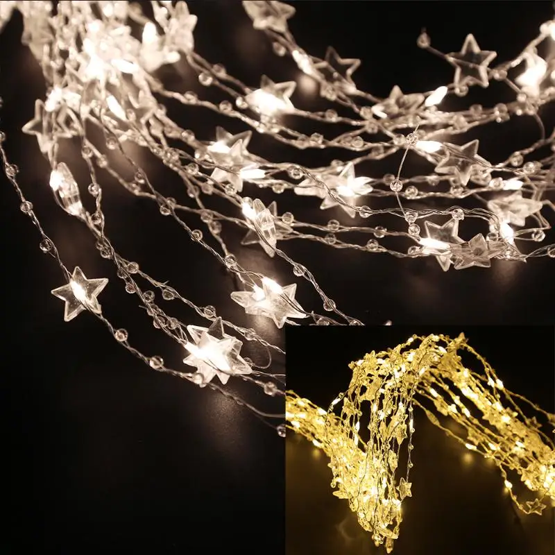 Наружная Водонепроницаемая гирлянда с пентаграммой 18 шт. 360LED 2 м 2В серебряная