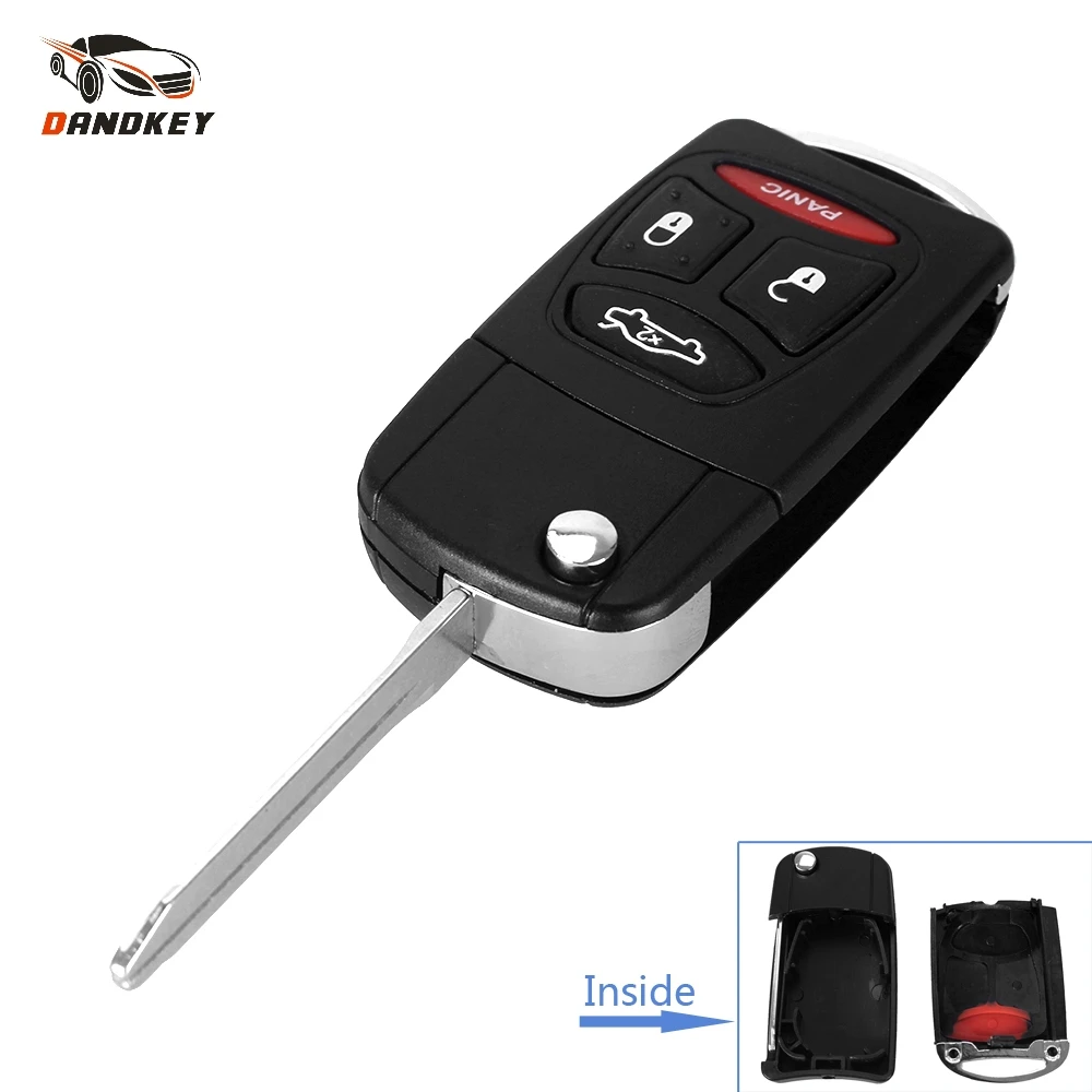 

Dandkey 4 Buttons Remote Flip Folding Key Shell Case For Chrysler Sebring Pacifica Dodge Avenger Nitro Jeep Wrangler Liberty