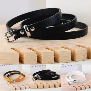 

2019 New Women's Belts Leather Casual Fashion Plain Solid Colors Belt Silver Buckle Ladies