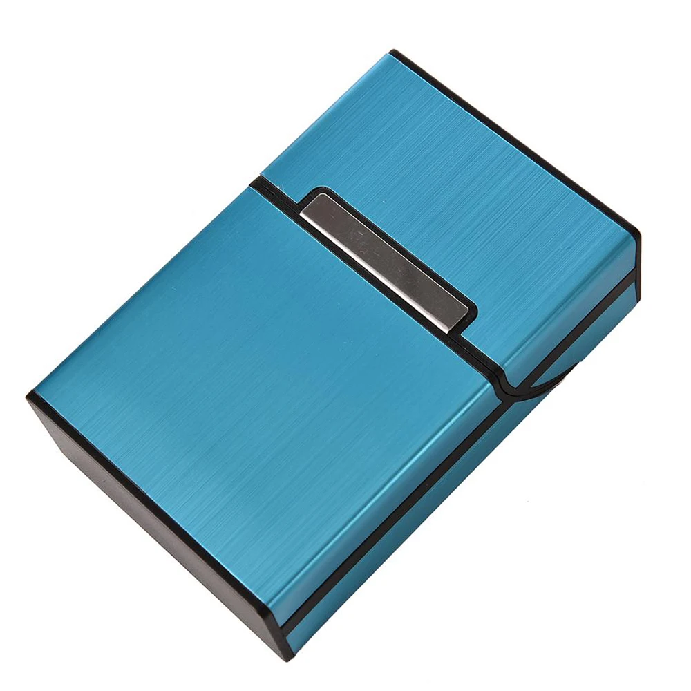 

Focus Cigarette Case Aluminum Brushed Metal Pocket Cigarette Case Automatic Ejection Silver Box